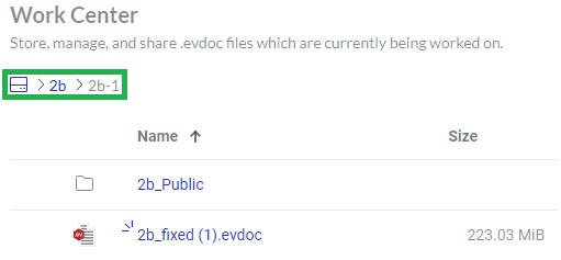 Work Center Breadcrumbs Work Center Breadcrumbs